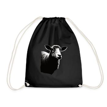 Sheep stencil Art.-nr - Drawstring Bag - black - Front