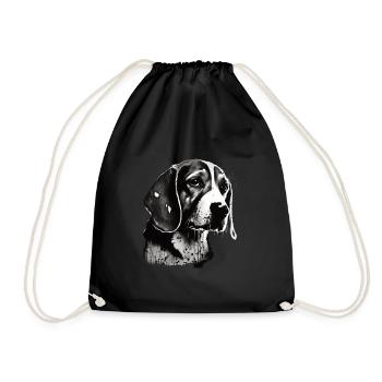 Beagle Bild Portrait - Turnbeutel - Schwarz - Vorne