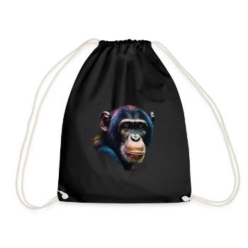 Chimpanzee Monkey Portrait - Drawstring Bag - black - Front