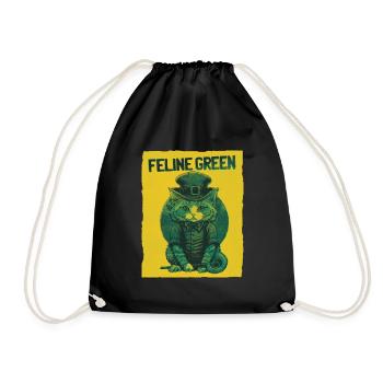 Feline Green St. Patty Day - Turnbeutel - Schwarz - Vorne