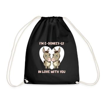 I'm e-donkey-ly in love with you Valeintine's Day - Drawstring Bag - black - Front