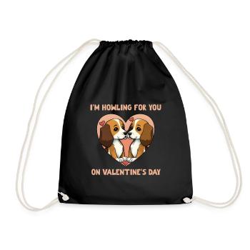 I'm Howling for you on Valentine's Day - Drawstring Bag - black - Front