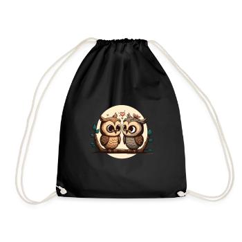 Owl Heart Valentine's Day - Drawstring Bag - black - Front