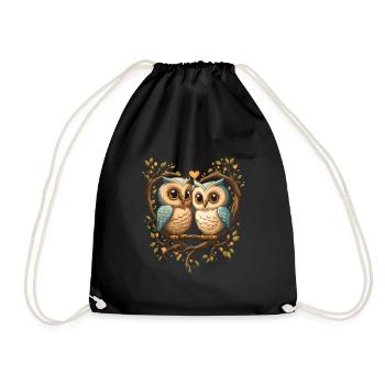 Owl Heart Valentine's Day - Turnbeutel - Schwarz - Vorne