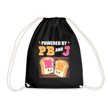 Powered By PB And J Peanut Butter and Jelly - Drawstring Bag - black - Front