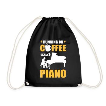 Running On Coffee and Piano Keyboard Pianist - Drawstring Bag - black - Front