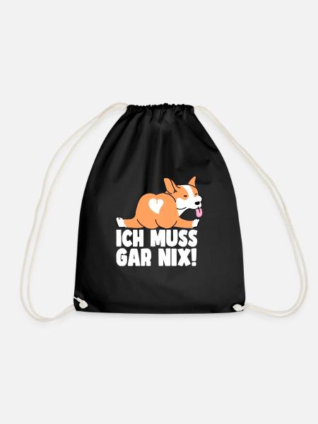 Ich muss gar nix, Corgi Hundeliebhaber relaxen - Turnbeutel - Schwarz