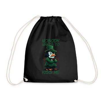 Nobody Wants To Kiss Me Penguin St. Patty - Turnbeutel - Schwarz - Vorne