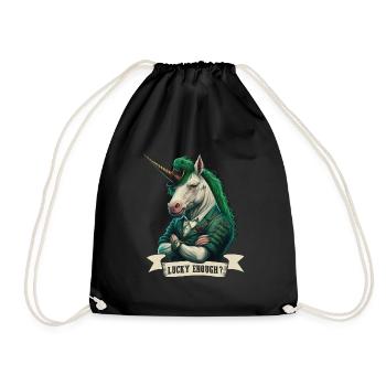Lucky Enough? Unicorn St. Patty - Turnbeutel - Schwarz - Vorne
