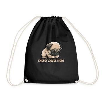 Sleeping Pug Energy Saver Mode - Drawstring Bag - black - Front