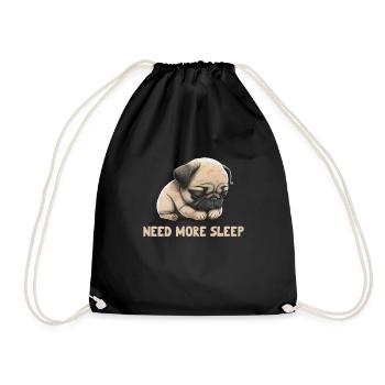 Need more sleep pug - Drawstring Bag - black - Front
