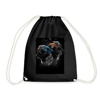 Pug Portrait - Drawstring Bag - black - Front