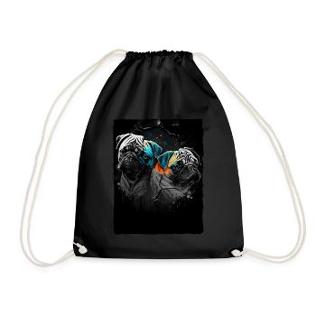 Pug Portrait - Drawstring Bag - black - Front