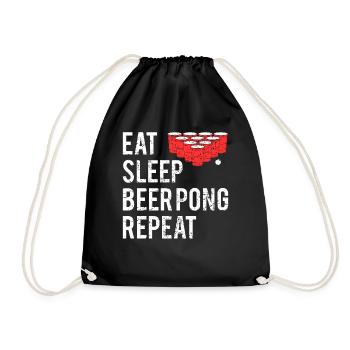 Eat Sleep Beer Pong Repeat Bier Pong Geschenk - Turnbeutel - Schwarz - Vorne