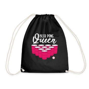 Beer Pong Queen Bier Pong Lustiges Geschenk - Turnbeutel - Schwarz - Vorne