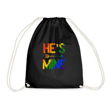 LGBTQ love. He is mine - Drawstring Bag - black - Front