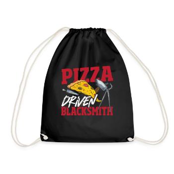 Pizza Driven Blacksmith Blacksmithing - Drawstring Bag - black - Front