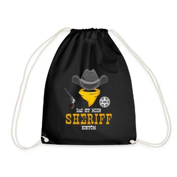 Karneval Kostüm Sheriff - Turnbeutel - Schwarz - Vorne