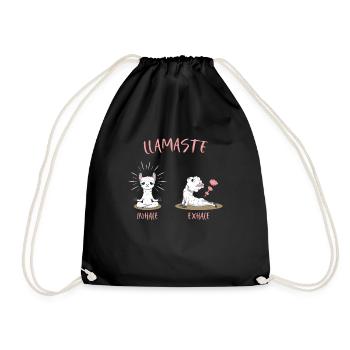 Lama Flamingo inhale and exhale Lamaste - Turnbeutel - Schwarz - Vorne