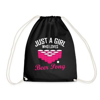 Beer Pong Bier Pong Spruch Geschenk Damen - Turnbeutel - Schwarz - Vorne