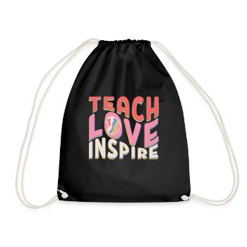 Teach Love Inspire Teacher Retro Groovy Teacher - Drawstring Bag - black - Front