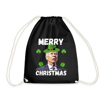 Biden St Patricks Day Merry Christmas Shirt, FJB - Drawstring Bag - black - Front