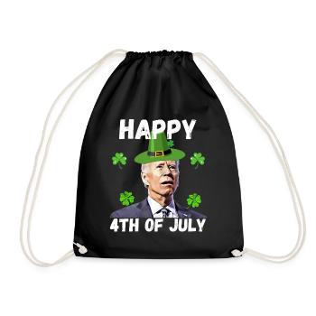 Biden St Patricks Day Happy 4th Of July Shirt, - Drawstring Bag - black - Front