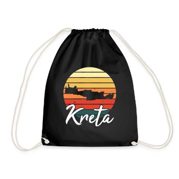 Kreta Insel Karte Urlaub Retro Vintage Geschenk - Turnbeutel - Schwarz - Vorne
