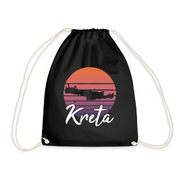Kreta Insel Karte Urlaub Retro Vintage Geschenk - Turnbeutel - Schwarz - Vorne