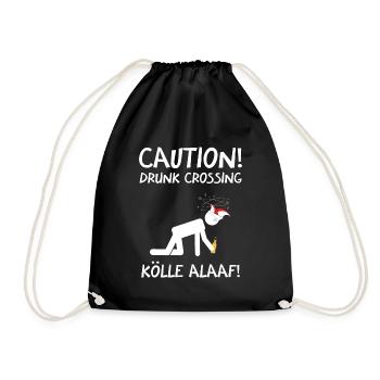 Carnival Costume Kölle Alaaf Cologne Caution Drunk - Drawstring Bag - black - Front