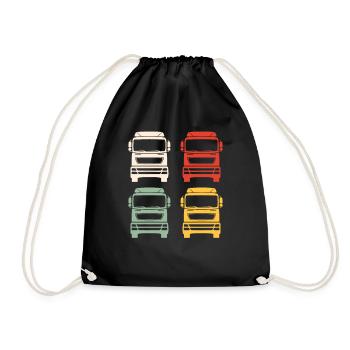 Truck Driver Long-Distance Driver Retro Vintage Gift - Drawstring Bag - black - Front