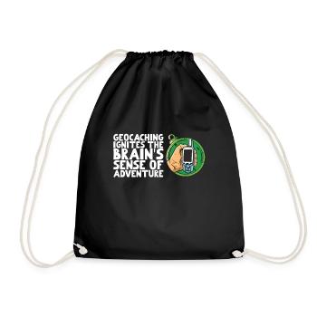 Geocaching awakens the brain's thirst for adventure - Drawstring Bag - black - Front