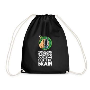 Geocaching is a mental and physical challenge - Drawstring Bag - black - Front