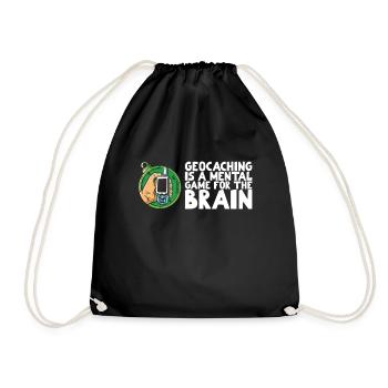 Geocaching is a mental game for the brain - Drawstring Bag - black - Front