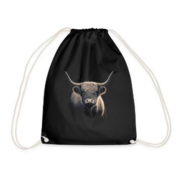 Highland cow - Drawstring Bag - black - Front