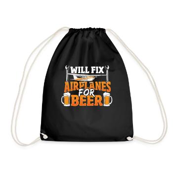 Will Fix Airplanes For Beer Aircraft Mechanic - Drawstring Bag - black - Front