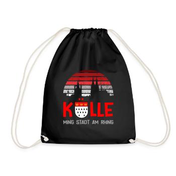 Karneval Kostüm Kölle Alaaf Clown Wappen Dom Köln - Turnbeutel - Schwarz - Vorne