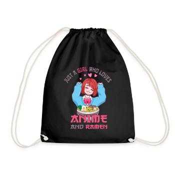 Just a girl who loves anime ramen - Drawstring Bag - black - Front