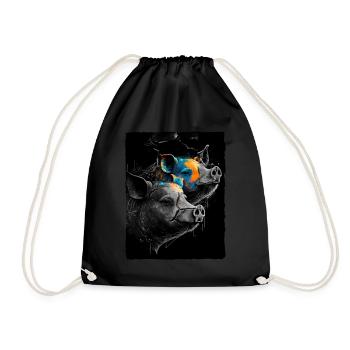 Portrait astucieux de deux cochons - Sac de sport léger - noir - Devant