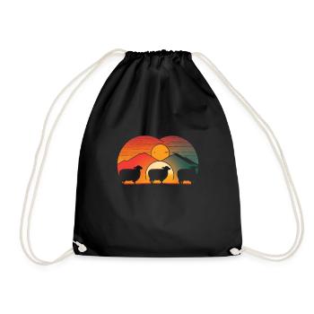 Sheep love the sunset - Drawstring Bag - black - Front