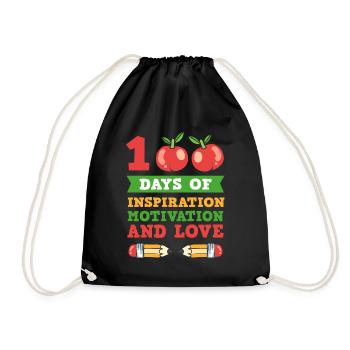 100 Days Of Inspiration Motivation and Love - Drawstring Bag - black - Front