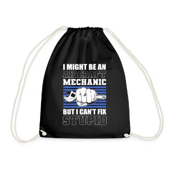 I Might Be An Aircraft Mechanic I Can't Fix - Drawstring Bag - black - Front