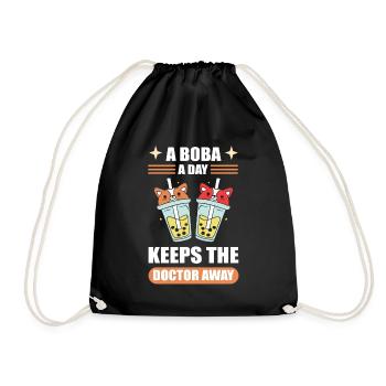 A Boba A Day Keeps The Doctor Away Boba Tea - Drawstring Bag - black - Front