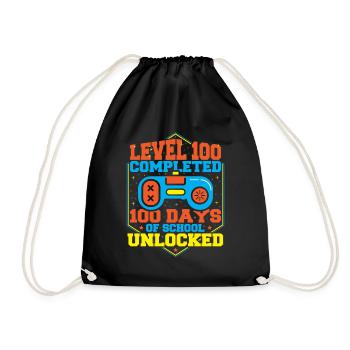 Level 100 Completed 100 Days Of School Unlocked - Turnbeutel - Schwarz - Vorne