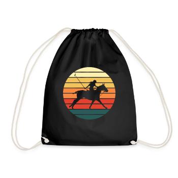 Polo Sport Reiterin Retro Vintage Geschenk - Turnbeutel - Schwarz - Vorne