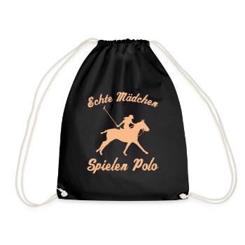 Polo Sport Reiterin Geschenk Damen Mädchen - Turnbeutel - Schwarz - Vorne