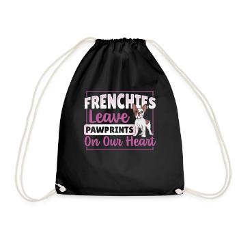Frenchies Leave Pawprints on Our Heart French - Drawstring Bag - black - Front