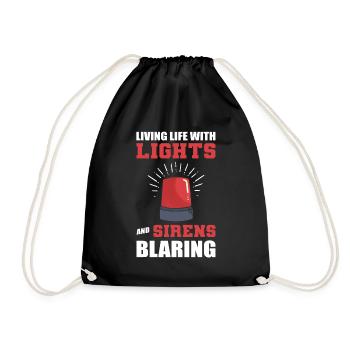 Living Life With Lights & Sirens Paramedic - Drawstring Bag - black - Front
