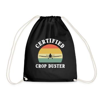 Certified Crop Duster Farting Joke Crop Dusting - Drawstring Bag - black - Front