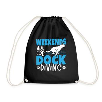 Weekends Are For Dock Diving Dog Jumping - Drawstring Bag - black - Front